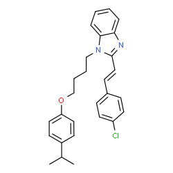 ChemSpider 2D Image | 2-[(E)-2-(4-Chlorophenyl)vinyl]-1-[4-(4-isopropylphenoxy)butyl]-1H-benzimidazole | C28H29ClN2O