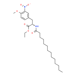 ChemSpider 2D Image | Ethyl O-methyl-3-nitro-N-tetradecanoyl-L-tyrosinate | C26H42N2O6