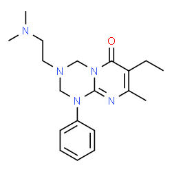 ChemSpider 2D Image | 3-[2-(Dimethylamino)ethyl]-7-ethyl-8-methyl-1-phenyl-1,2,3,4-tetrahydro-6H-pyrimido[1,2-a][1,3,5]triazin-6-one | C19H27N5O