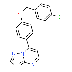 ChemSpider 2D Image | 7-{4-[(4-Chlorobenzyl)oxy]phenyl}[1,2,4]triazolo[1,5-a]pyrimidine | C18H13ClN4O