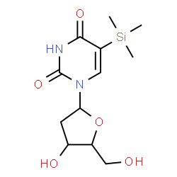 ChemSpider 2D Image | 1-(2-Deoxypentofuranosyl)-5-(trimethylsilyl)-2,4(1H,3H)-pyrimidinedione | C12H20N2O5Si