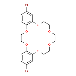 ChemSpider 2D Image | 3,16-Dibromo-6,7,9,10,12,13,20,21-octahydrodibenzo[b,h][1,4,7,10,13,16]hexaoxacyclooctadecine | C20H22Br2O6