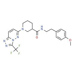 ChemSpider 2D Image | N-[2-(4-Methoxyphenyl)ethyl]-1-[3-(trifluoromethyl)[1,2,4]triazolo[4,3-b]pyridazin-6-yl]-3-piperidinecarboxamide | C21H23F3N6O2