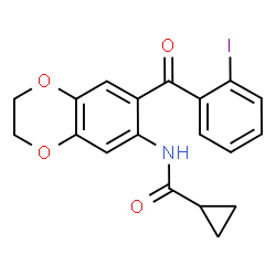 ChemSpider 2D Image | N-[7-(2-Iodobenzoyl)-2,3-dihydro-1,4-benzodioxin-6-yl]cyclopropanecarboxamide | C19H16INO4