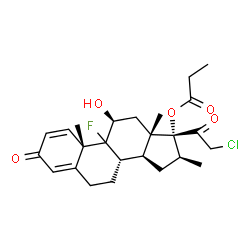 ChemSpider 2D Image | (9xi,11beta,16beta)-21-Chloro-9-fluoro-11-hydroxy-16-methyl-3,20-dioxopregna-1,4-dien-17-yl propionate | C25H32ClFO5