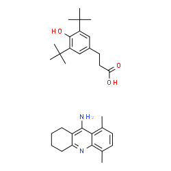 ChemSpider 2D Image | 3-[4-Hydroxy-3,5-bis(2-methyl-2-propanyl)phenyl]propanoic acid - 5,8-dimethyl-1,2,3,4-tetrahydro-9-acridinamine (1:1) | C32H44N2O3