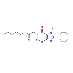 ChemSpider 2D Image | Pentyl [3,7-dimethyl-8-(4-morpholinyl)-2,6-dioxo-2,3,6,7-tetrahydro-1H-purin-1-yl]acetate | C18H27N5O5