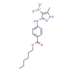 ChemSpider 2D Image | Hexyl 4-[(5-methyl-4-nitro-1H-pyrazol-3-yl)amino]benzoate | C17H22N4O4