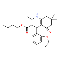 ChemSpider 2D Image | Butyl 4-(2-ethoxyphenyl)-2,7,7-trimethyl-5-oxo-1,4,5,6,7,8-hexahydro-3-quinolinecarboxylate | C25H33NO4