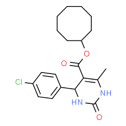 ChemSpider 2D Image | Cyclooctyl 4-(4-chlorophenyl)-6-methyl-2-oxo-1,2,3,4-tetrahydro-5-pyrimidinecarboxylate | C20H25ClN2O3
