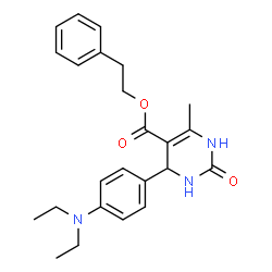 ChemSpider 2D Image | 2-Phenylethyl 4-[4-(diethylamino)phenyl]-6-methyl-2-oxo-1,2,3,4-tetrahydro-5-pyrimidinecarboxylate | C24H29N3O3