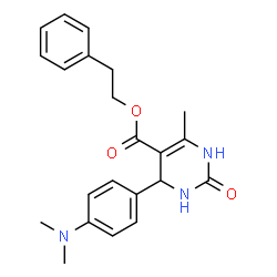 ChemSpider 2D Image | 2-Phenylethyl 4-[4-(dimethylamino)phenyl]-6-methyl-2-oxo-1,2,3,4-tetrahydro-5-pyrimidinecarboxylate | C22H25N3O3