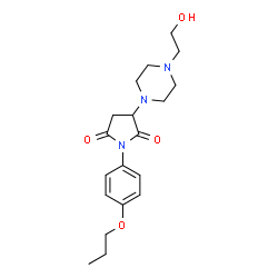 ChemSpider 2D Image | 3-[4-(2-Hydroxyethyl)-1-piperazinyl]-1-(4-propoxyphenyl)-2,5-pyrrolidinedione | C19H27N3O4