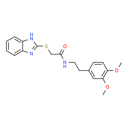 ChemSpider 2D Image | 2-(1H-Benzimidazol-2-ylsulfanyl)-N-[2-(3,4-dimethoxyphenyl)ethyl]acetamide | C19H21N3O3S