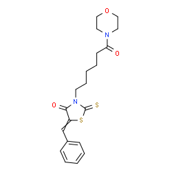 ChemSpider 2D Image | 5-Benzylidene-3-[6-(4-morpholinyl)-6-oxohexyl]-2-thioxo-1,3-thiazolidin-4-one | C20H24N2O3S2