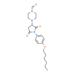 ChemSpider 2D Image | 4-{1-[4-(Hexyloxy)phenyl]-2,5-dioxo-3-pyrrolidinyl}-1-piperazinecarbaldehyde | C21H29N3O4