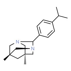 ChemSpider 2D Image | (5s,7s)-2-(4-Isopropylphenyl)-5,7-dimethyl-1,3-diazatricyclo[3.3.1.1~3,7~]decane | C19H28N2