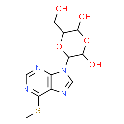 ChemSpider 2D Image | 3-(hydroxymethyl)-5-(6-(methylthio)-9H-purin-9-yl)-1,4-dioxane-2,6-diol | C11H14N4O5S