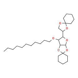 ChemSpider 2D Image | 5'-(1,4-Dioxaspiro[4.5]dec-2-yl)-6'-(undecyloxy)tetrahydrospiro[cyclohexane-1,2'-furo[2,3-d][1,3]dioxole] | C29H50O6