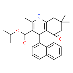 ChemSpider 2D Image | Isopropyl 2,7,7-trimethyl-4-(1-naphthyl)-5-oxo-1,4,5,6,7,8-hexahydro-3-quinolinecarboxylate | C26H29NO3