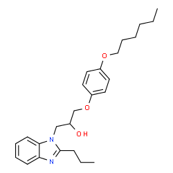 ChemSpider 2D Image | 1-(4-Hexyloxy-phenoxy)-3-(2-propyl-benzoimidazol-1-yl)-propan-2-ol | C25H34N2O3