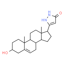 ChemSpider 2D Image | 5-(3-Hydroxyandrost-5-en-17-yl)-1,2-dihydro-3H-pyrazol-3-one | C22H32N2O2