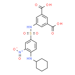 ChemSpider 2D Image | 5-({[4-(Cyclohexylamino)-3-nitrophenyl]sulfonyl}amino)isophthalic acid | C20H21N3O8S