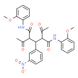 ChemSpider 2D Image | 2,4-Diacetyl-N,N'-bis(2-methoxyphenyl)-3-(3-nitrophenyl)pentanediamide | C29H29N3O8