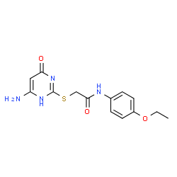 ChemSpider 2D Image | 2-[(4-amino-6-oxo-3H-pyrimidin-2-yl)sulfanyl]-N-(4-ethoxyphenyl)acetamide | C14H16N4O3S