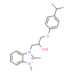 ChemSpider 2D Image | 1-[2-Hydroxy-3-(4-isopropylphenoxy)propyl]-2,3-dimethyl-1H-3,1-benzimidazol-3-ium | C21H27N2O2