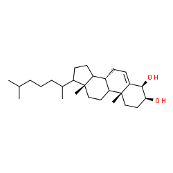 ChemSpider 2D Image | (3beta,4beta,9xi,14xi,17xi,20xi)-Cholest-5-ene-3,4-diol | C27H46O2