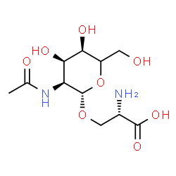 ChemSpider 2D Image | (2S)-3-{[(2S,3S,4R,5R)-3-Acetamido-4,5-dihydroxy-6-(hydroxymethyl)tetrahydro-2H-pyran-2-yl]oxy}-2-aminopropanoic acid | C11H20N2O8