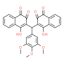 ChemSpider 2D Image | 3,3'-[(3,4,5-Trimethoxyphenyl)methylene]bis(4-hydroxy-1,2-naphthalenedione) | C30H22O9