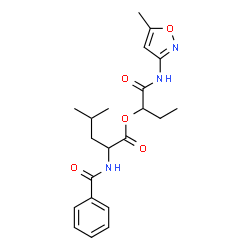 ChemSpider 2D Image | 1-[(5-Methyl-1,2-oxazol-3-yl)amino]-1-oxo-2-butanyl N-benzoylleucinate | C21H27N3O5
