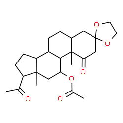 ChemSpider 2D Image | 17-Acetyl-10,13-dimethyl-1-oxohexadecahydrospiro[cyclopenta[a]phenanthrene-3,2'-[1,3]dioxolan]-11-yl acetate | C25H36O6