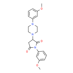 ChemSpider 2D Image | 1-(3-Methoxyphenyl)-3-[4-(3-methoxyphenyl)-1-piperazinyl]-2,5-pyrrolidinedione | C22H25N3O4