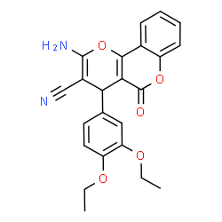 ChemSpider 2D Image | 2-Amino-4-(3,4-diethoxyphenyl)-5-oxo-4H,5H-pyrano[3,2-c]chromene-3-carbonitrile | C23H20N2O5
