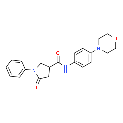 ChemSpider 2D Image | N-[4-(4-Morpholinyl)phenyl]-5-oxo-1-phenyl-3-pyrrolidinecarboxamide | C21H23N3O3