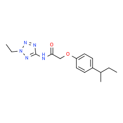 ChemSpider 2D Image | 2-(4-sec-Butylphenoxy)-N-(2-ethyl-2H-tetrazol-5-yl)acetamide | C15H21N5O2