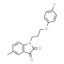 ChemSpider 2D Image | 1-[3-(4-Chlorophenoxy)propyl]-5-methyl-1H-indole-2,3-dione | C18H16ClNO3