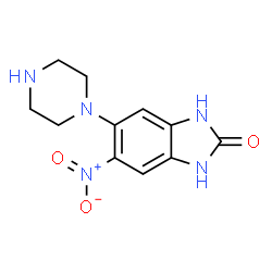 ChemSpider 2D Image | 5-Nitro-6-(1-piperazinyl)-1,3-dihydro-2H-benzimidazol-2-one | C11H13N5O3