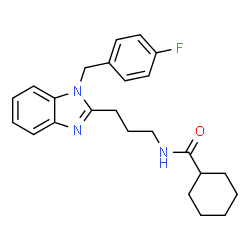 ChemSpider 2D Image | N-{3-[1-(4-Fluorobenzyl)-1H-benzimidazol-2-yl]propyl}cyclohexanecarboxamide | C24H28FN3O