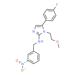 ChemSpider 2D Image | 5-(4-Fluorophenyl)-1-(2-methoxyethyl)-N-(3-nitrobenzyl)-1H-imidazol-2-amine | C19H19FN4O3