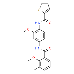 ChemSpider 2D Image | N-{2-Methoxy-4-[(2-methoxy-3-methylbenzoyl)amino]phenyl}-2-thiophenecarboxamide | C21H20N2O4S