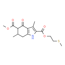 ChemSpider 2D Image | 5-Methyl 2-[2-(methylsulfanyl)ethyl] 3,6-dimethyl-4-oxo-4,5,6,7-tetrahydro-1H-indole-2,5-dicarboxylate | C16H21NO5S