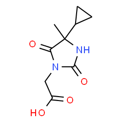 ChemSpider 2D Image | (4-Cyclopropyl-4-methyl-2,5-dioxo-1-imidazolidinyl)acetic acid | C9H12N2O4