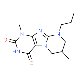 ChemSpider 2D Image | 1,7-Dimethyl-9-propyl-6,7,8,9-tetrahydropyrimido[2,1-f]purine-2,4(1H,3H)-dione | C13H19N5O2
