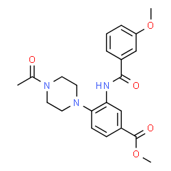 ChemSpider 2D Image | Methyl 4-(4-acetyl-1-piperazinyl)-3-[(3-methoxybenzoyl)amino]benzoate | C22H25N3O5