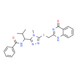 ChemSpider 2D Image | benzamide, N-[1-[5-[[(3,4-dihydro-4-oxo-2-quinazolinyl)methyl]thio]-4-methyl-4H-1,2,4-triazol-3-yl]-2-methylpropyl]- | C23H24N6O2S