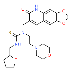 ChemSpider 2D Image | 1-[2-(4-Morpholinyl)ethyl]-1-[(6-oxo-5,6-dihydro[1,3]dioxolo[4,5-g]quinolin-7-yl)methyl]-3-(tetrahydro-2-furanylmethyl)thiourea | C23H30N4O5S